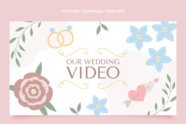 Gratis vector youtube-thumbnail van handgetekende bruiloft