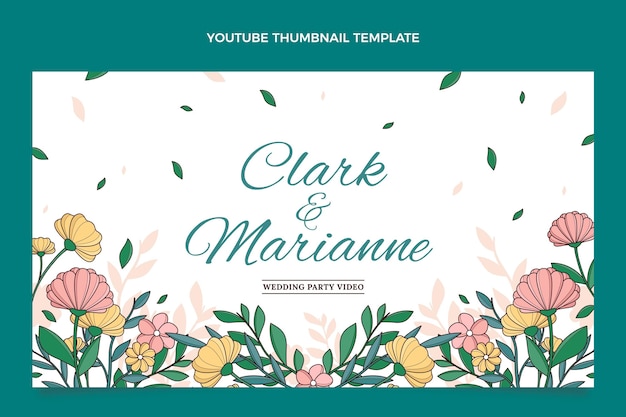Gratis vector youtube-thumbnail van handgetekende bruiloft