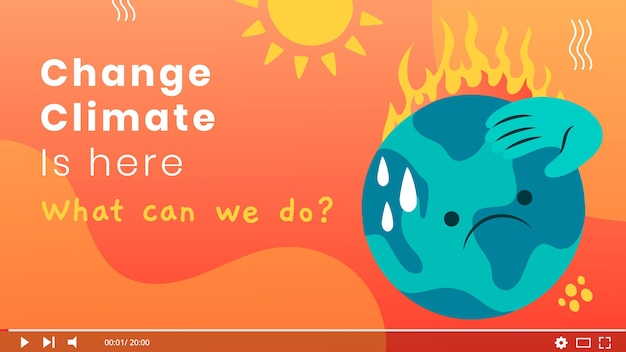 Gratis vector youtube-thumbnail van handgetekende klimaatverandering