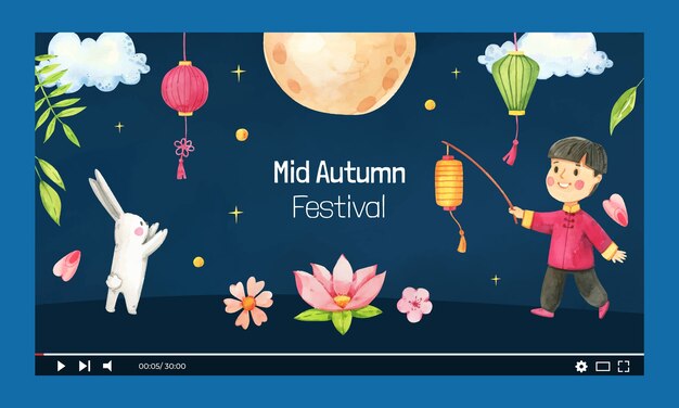 YouTube-thumbnail van het aquarel mid-herfstfestival