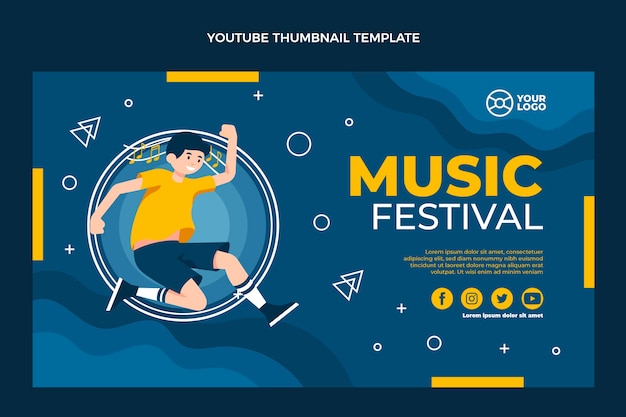 Youtube-thumbnail van minimaal muziekfestival met plat ontwerp