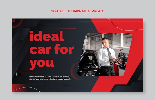 Gratis vector youtube-thumbnail voor autoverhuur met verloop