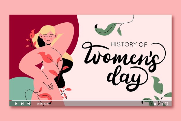 Gratis vector youtube-thumbnail voor de viering van de internationale vrouwendag
