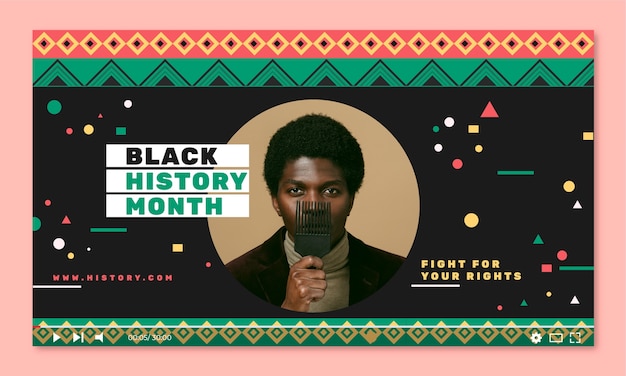 Gratis vector youtube-thumbnail voor de viering van de zwarte geschiedenismaand