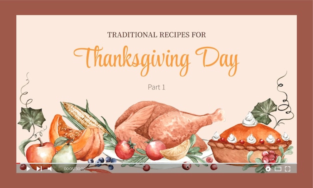 Gratis vector youtube-thumbnail voor de viering van thanksgiving day