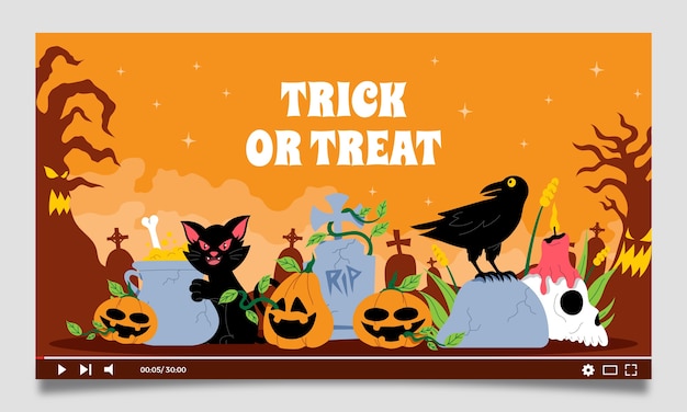 Gratis vector youtube-thumbnail voor halloween-feest