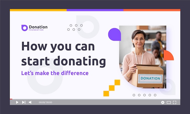 YouTube-thumbnail voor liefdadigheidsevenement met plat ontwerp