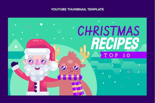 Gratis vector youtube-thumbnail voor platte kerst