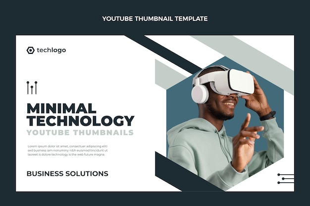 Gratis vector youtube-thumbnail voor platte minimale technologie