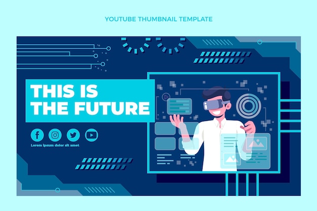 Gratis vector youtube-thumbnail voor platte minimale technologie