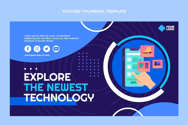 Gratis vector youtube-thumbnail voor platte ontwerptechnologie