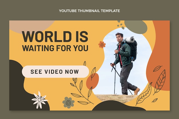 Gratis vector youtube-thumbnail voor platte trekking