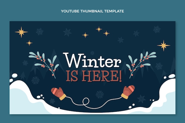 Gratis vector youtube-thumbnail voor platte winter