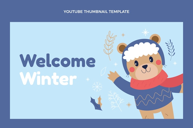 Gratis vector youtube-thumbnail voor platte winter