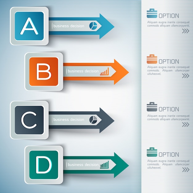 Gratis vector zakelijke abstracte infographic met vier pijlen