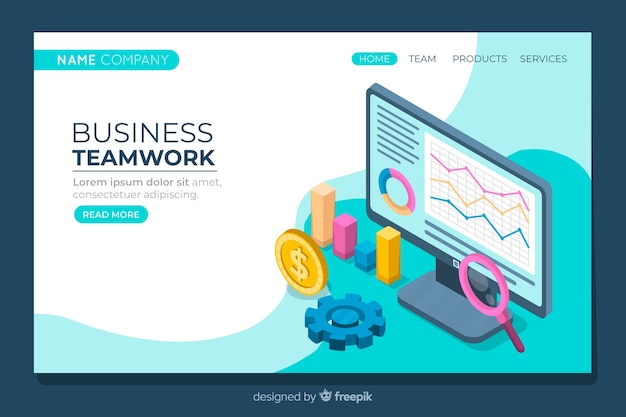 Zakelijke bestemmingspagina in isometrische stijl