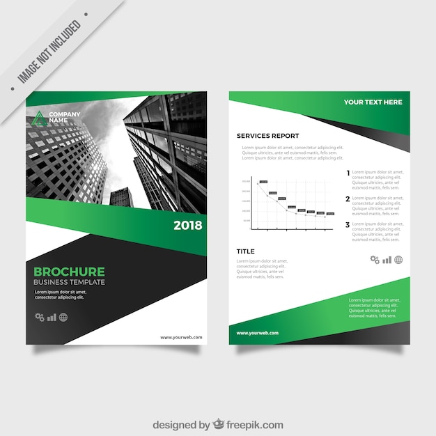 Zakelijke brochure sjabloon met groene en grijze vormen