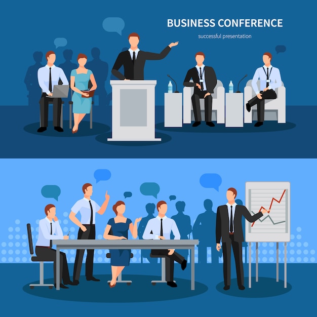 Gratis vector zakelijke conferentie banners set