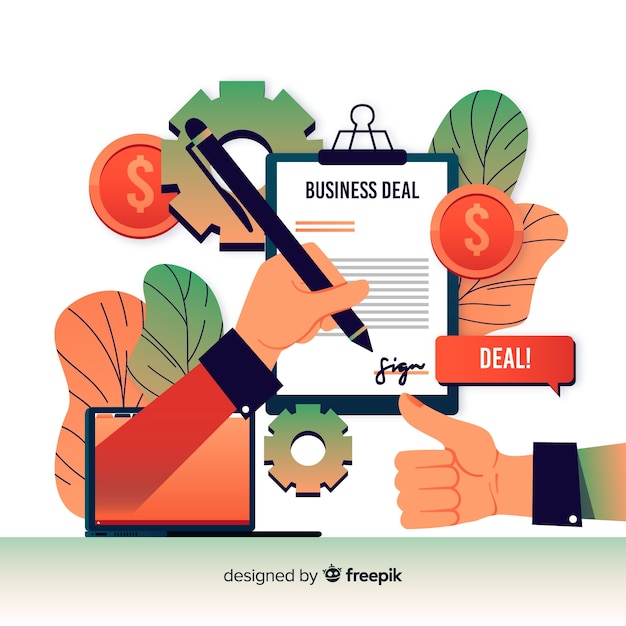 Gratis vector zakelijke deal concept achtergrond