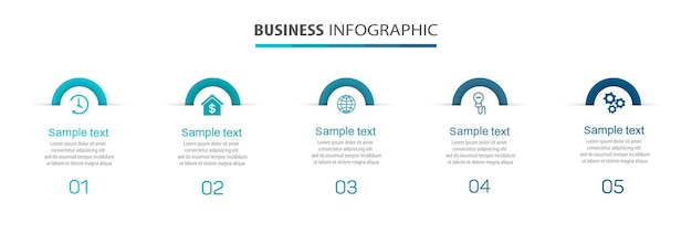 Zakelijke infographic ontwerpsjabloon met 5 opties, stappen of processen