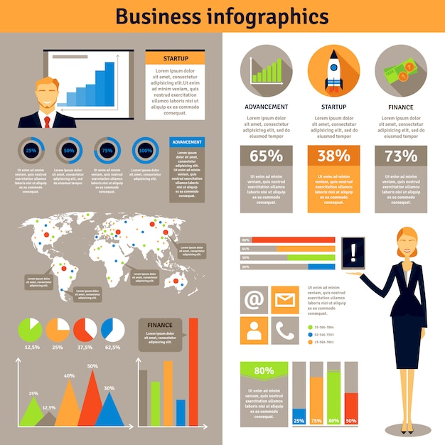 Zakelijke infographic platte banners poster