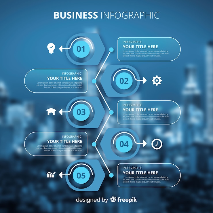 Gratis Vector zakelijke infographic sjabloon met foto
