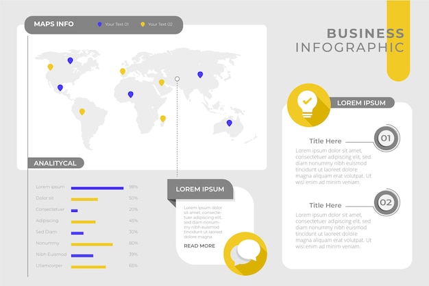 Gratis vector zakelijke infographic sjabloon met kaart