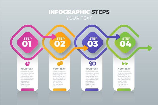 Gratis vector zakelijke infographic stappen plat ontwerp