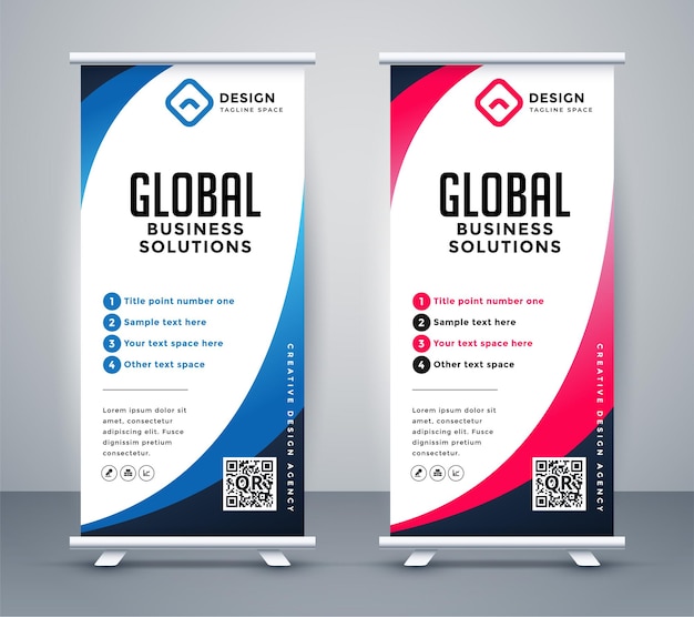 Gratis vector zakelijke oprolbare displaystandaard voor presentatiedoeleinden