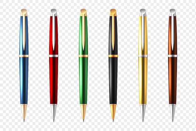 Gratis vector zakelijke pen transparante set