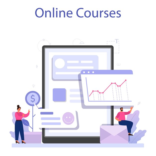 Zakelijke reputatie online service of platform Relaties opbouwen en klantenloyaliteit verbeteren Beoordeling en feedback Online cursus Vectorillustratie