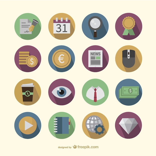 Gratis vector zakelijke ronde iconen pack