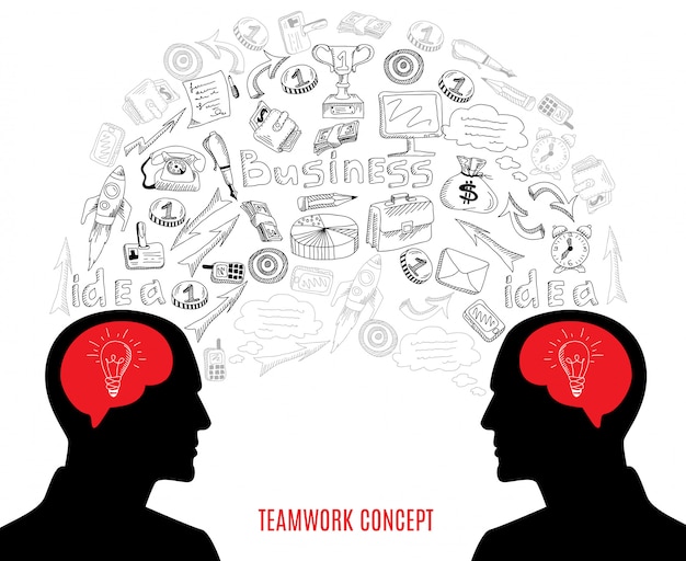 Gratis vector zakelijke teamwerk concept pictogrammen samenstelling illustratie