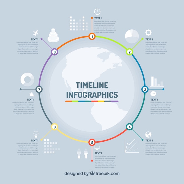 Gratis vector zakelijke tijdlijnsjabloon met infographic stijl