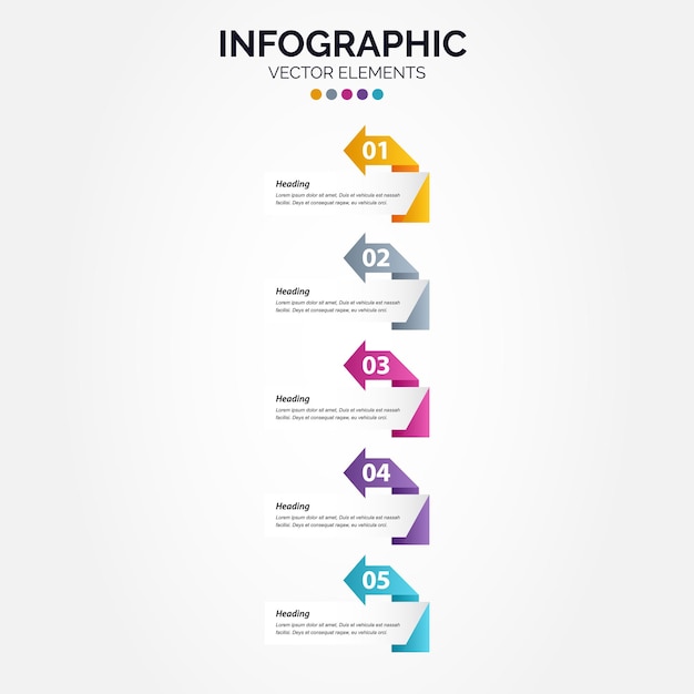 Gratis vector zakelijke verticale infographic sjabloonnummers 5 opties of stappen