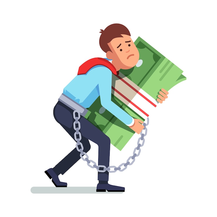 Gratis Vector zakenman gebonden aan geld