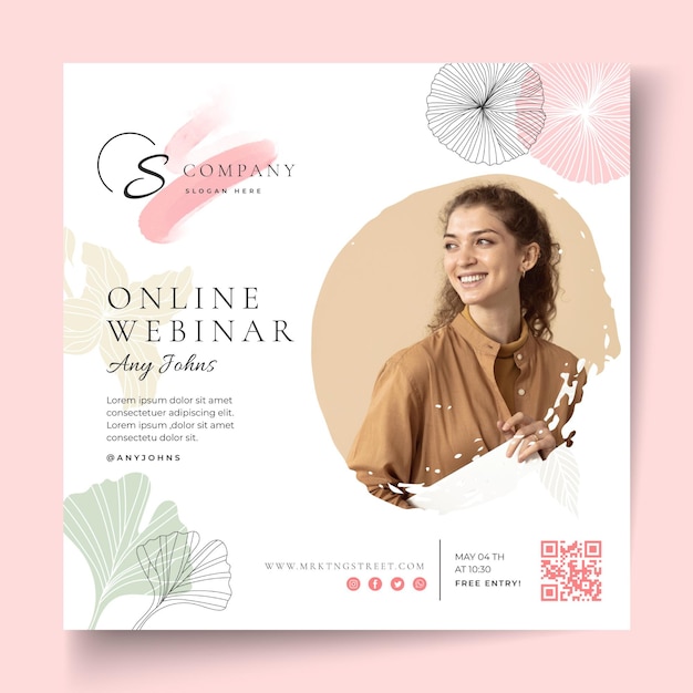 Gratis vector zakenvrouw vierkante flyer-sjabloon