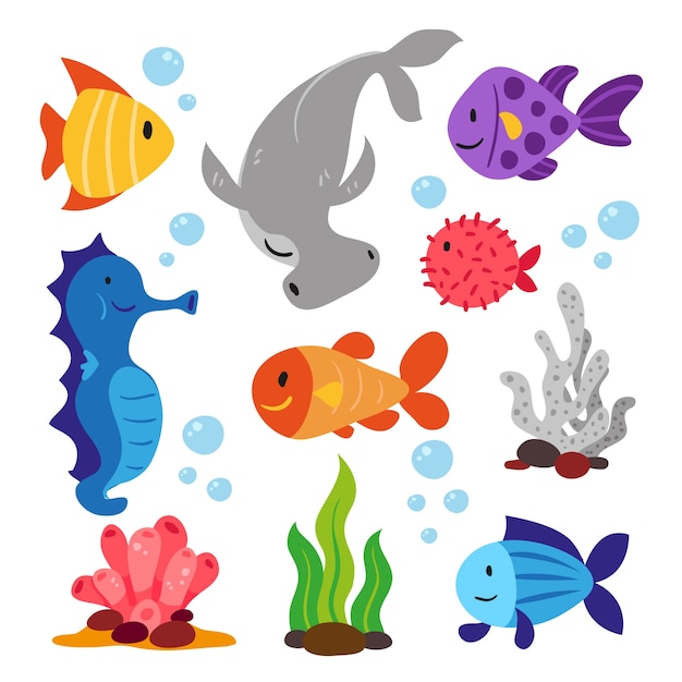 Gratis vector zee dieren collectie