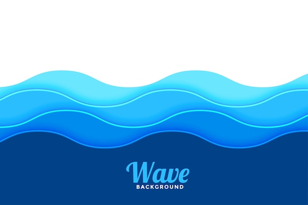 Zee golven blauwe papercut stijl achtergrond