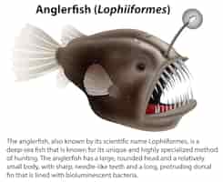 Gratis vector zeeduivel lophiiformes met informatieve tekst