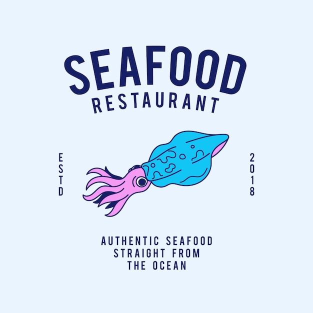 Zeevruchten restaurant tekstontwerp vector