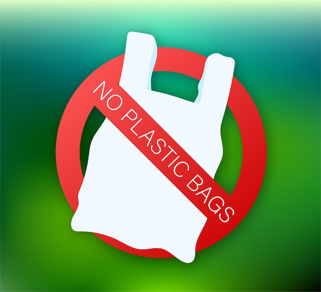 Zeg nee tegen plastic zakken poster. de campagne om het gebruik van plastic tasjes terug te brengen. vector stock illustratie