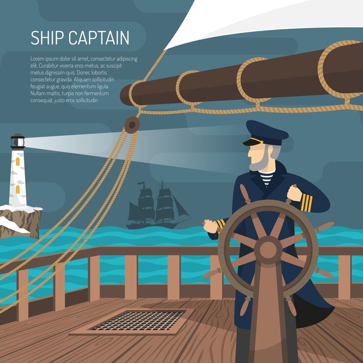 Gratis Vector zeilboot kapitein nautische platte poster