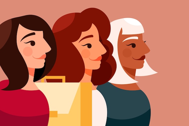 Gratis vector zelfverzekerde avatar zijaanzicht vrouwelijke ondernemers