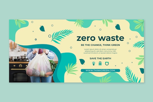 Gratis vector zero waste banner ontwerpsjabloon