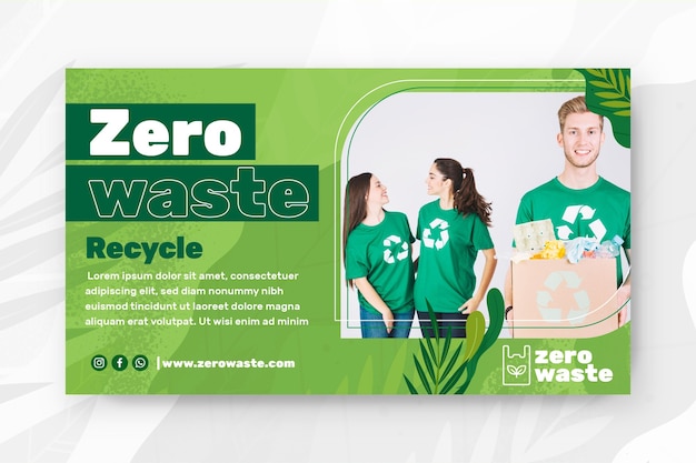 Gratis vector zero waste horizontale banner sjabloon