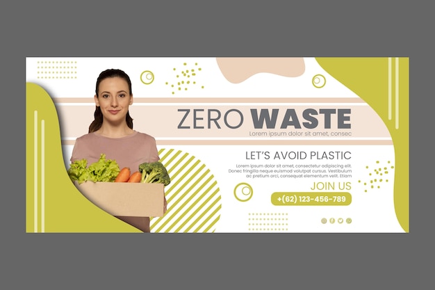 Gratis vector zero waste-sjabloon voor spandoek