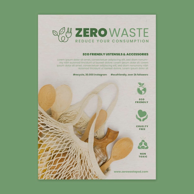 Gratis vector zero waste verticale flyer-sjabloon