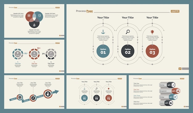 Gratis vector zes consulting slide templates set