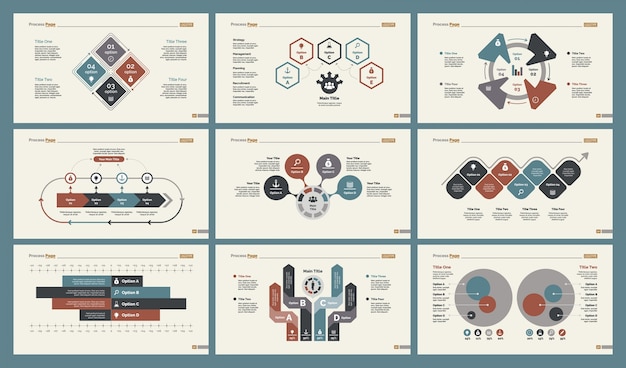 Zes economics charts slide templates set